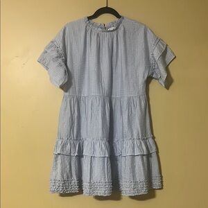 Storia Silver Casual Tiered Sundress with Flutter Sleeves